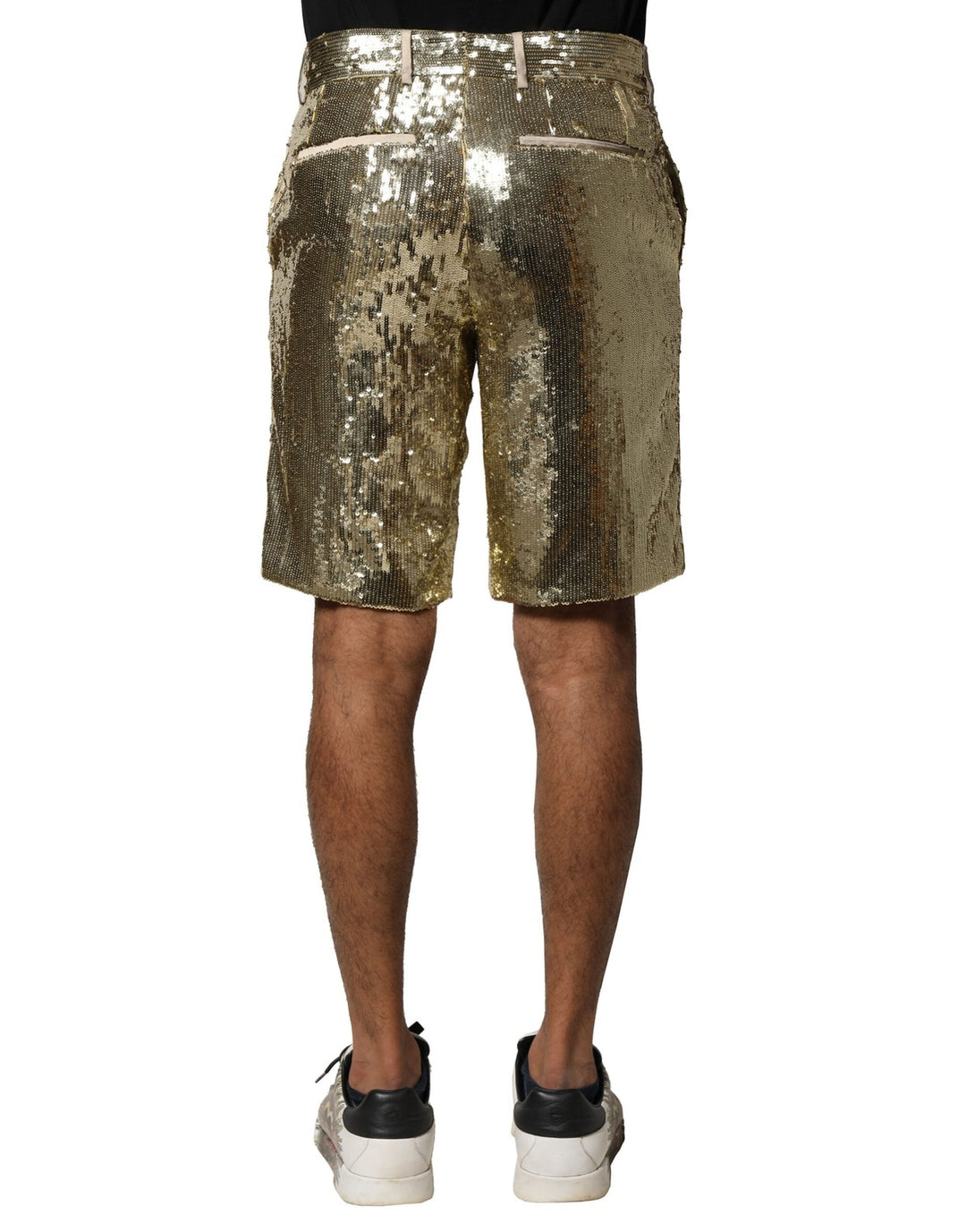 Men’s Dolce &amp; Gabbana Gold Sequin Polyester Embellished Bermuda Shorts