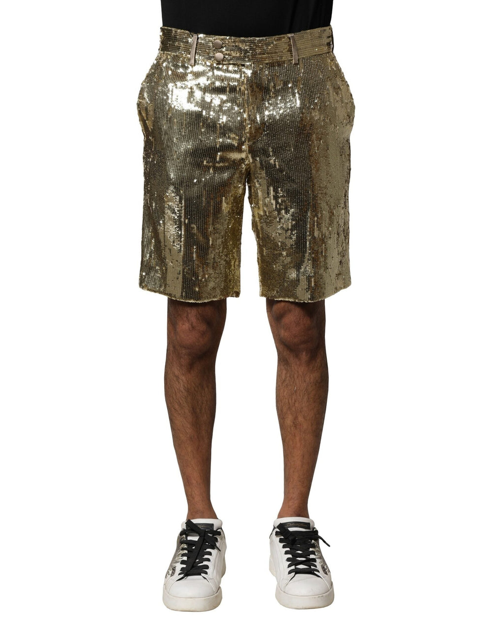 Men’s Dolce & Gabbana Gold Sequin Polyester Embellished Bermuda Shorts