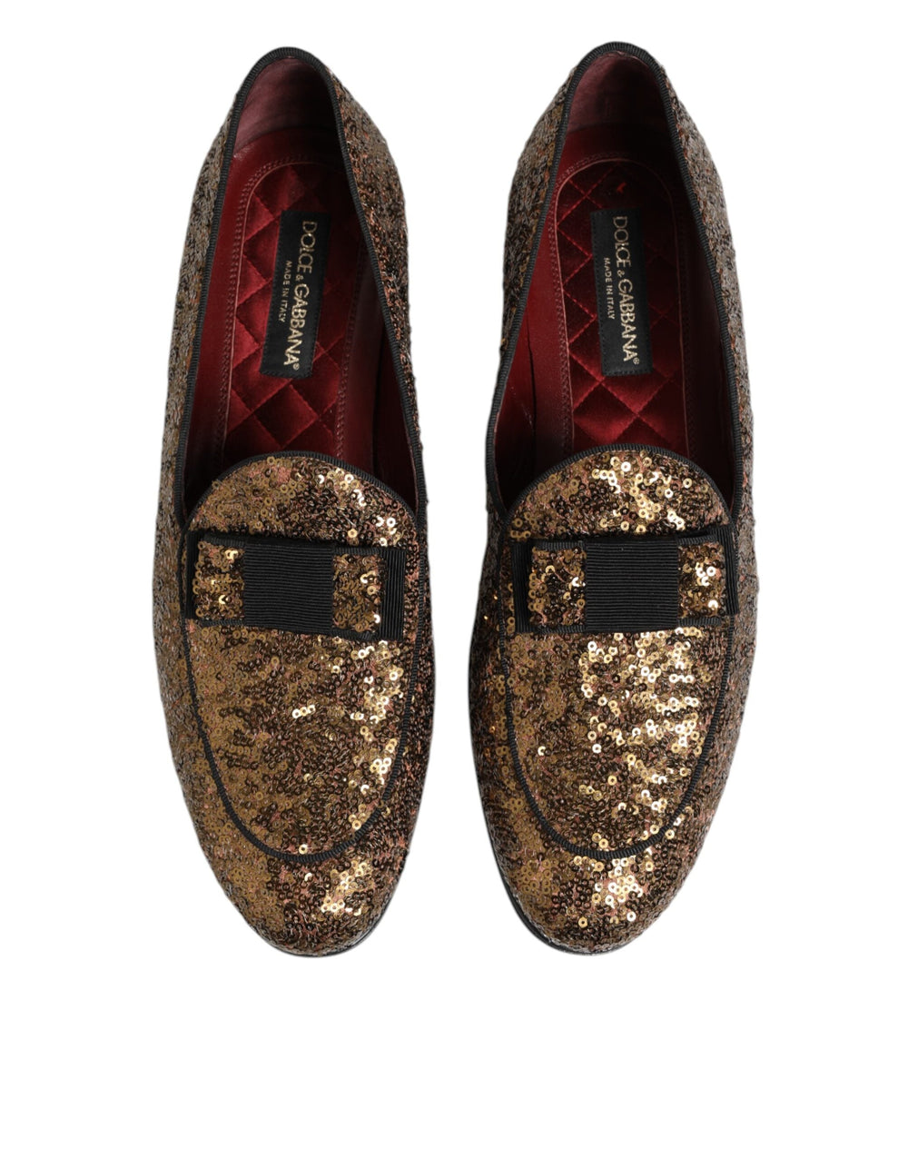 Men’s Dolce & Gabbana Gold Sequined Slip on Loafers Men Dress Shoes