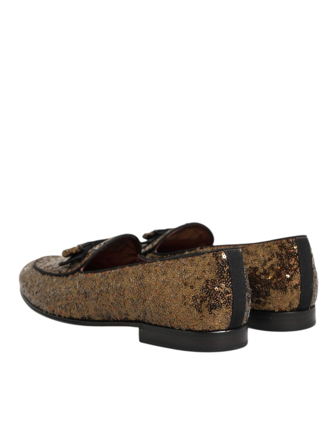 Men’s Dolce &amp; Gabbana Gold Sequined Slip on Loafers Men Dress Shoes