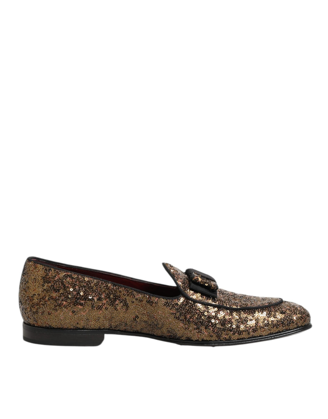 Men’s Dolce &amp; Gabbana Gold Sequined Slip on Loafers Men Dress Shoes