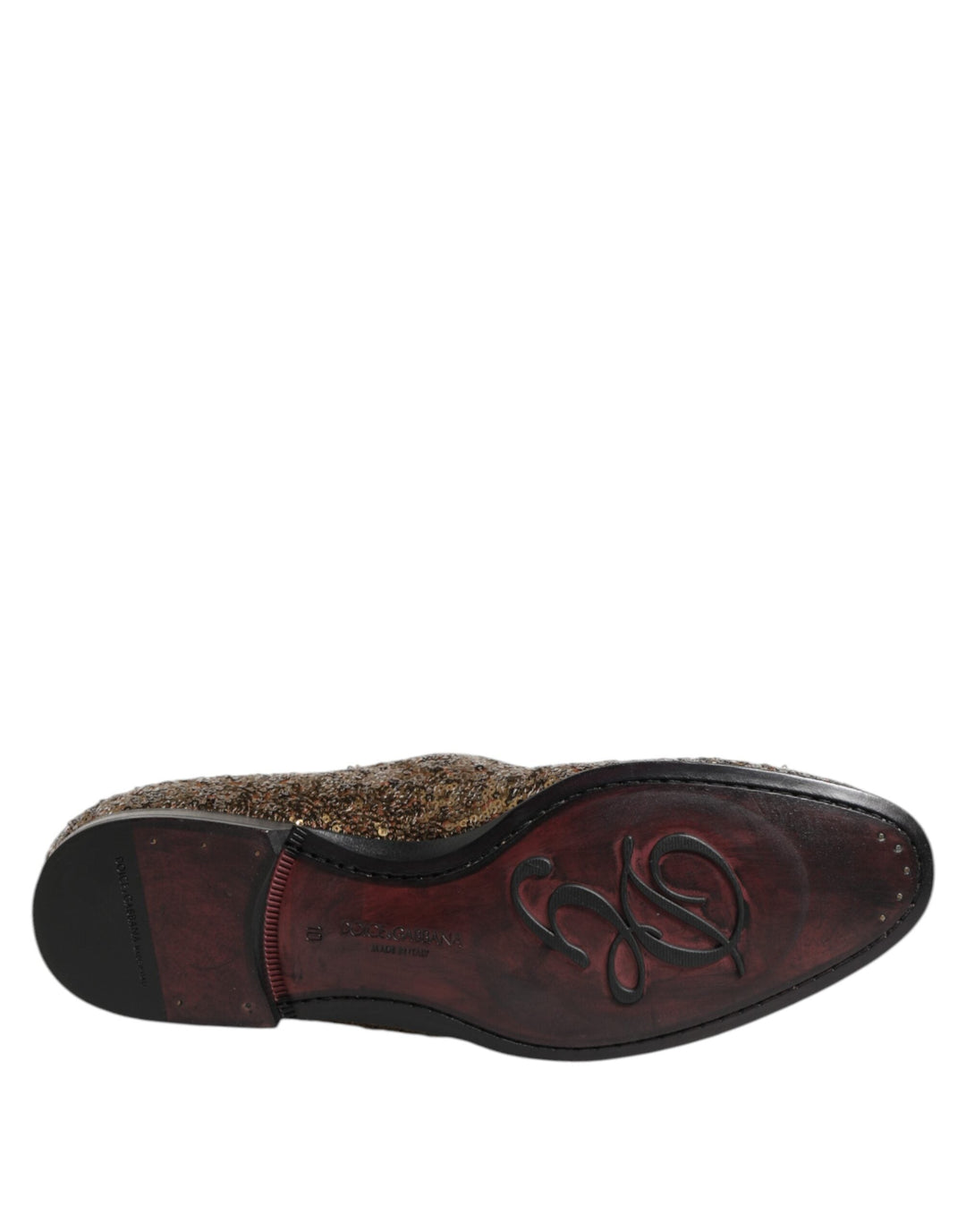 Men’s Dolce &amp; Gabbana Gold Sequined Slip on Loafers Men Dress Shoes