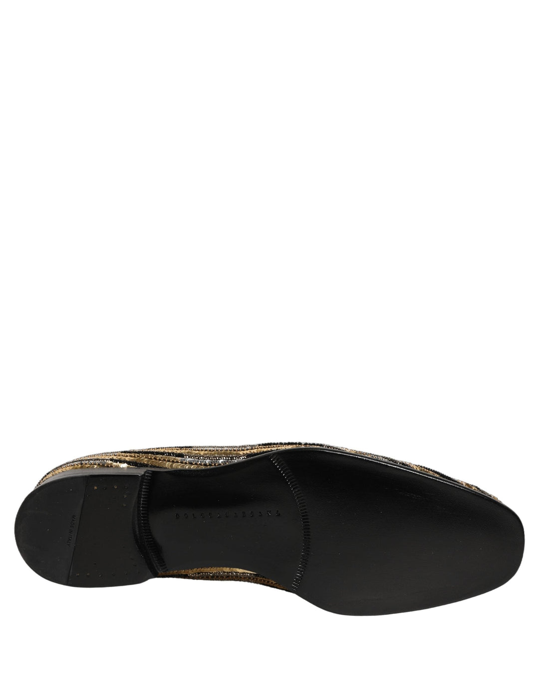 Men’s Dolce & Gabbana Gold Striped Sequin Embellished Loafer Shoes