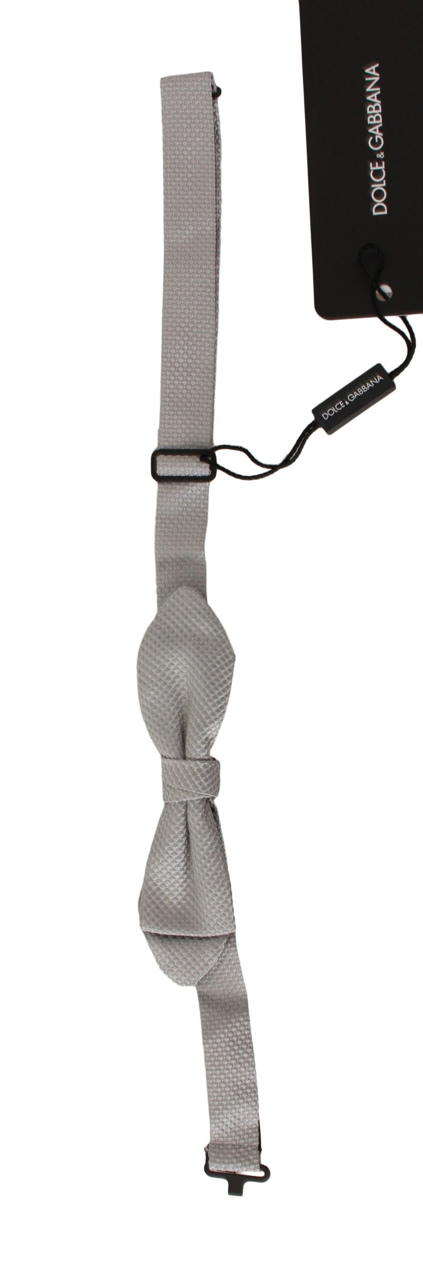 Men’s Dolce & Gabbana Gray 100% Silk Faille Adjustable Neck Bow Tie Papillon