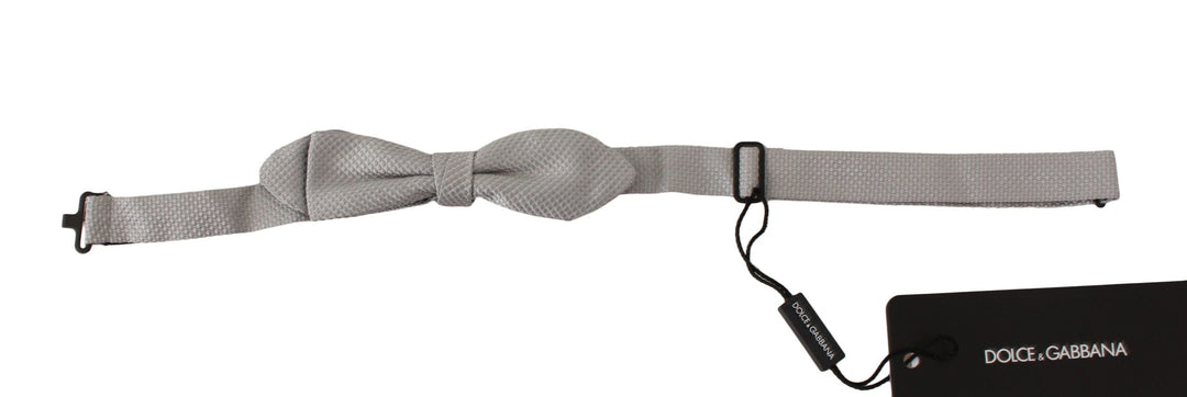 Men’s Dolce &amp; Gabbana Gray 100% Silk Faille Adjustable Neck Bow Tie Papillon