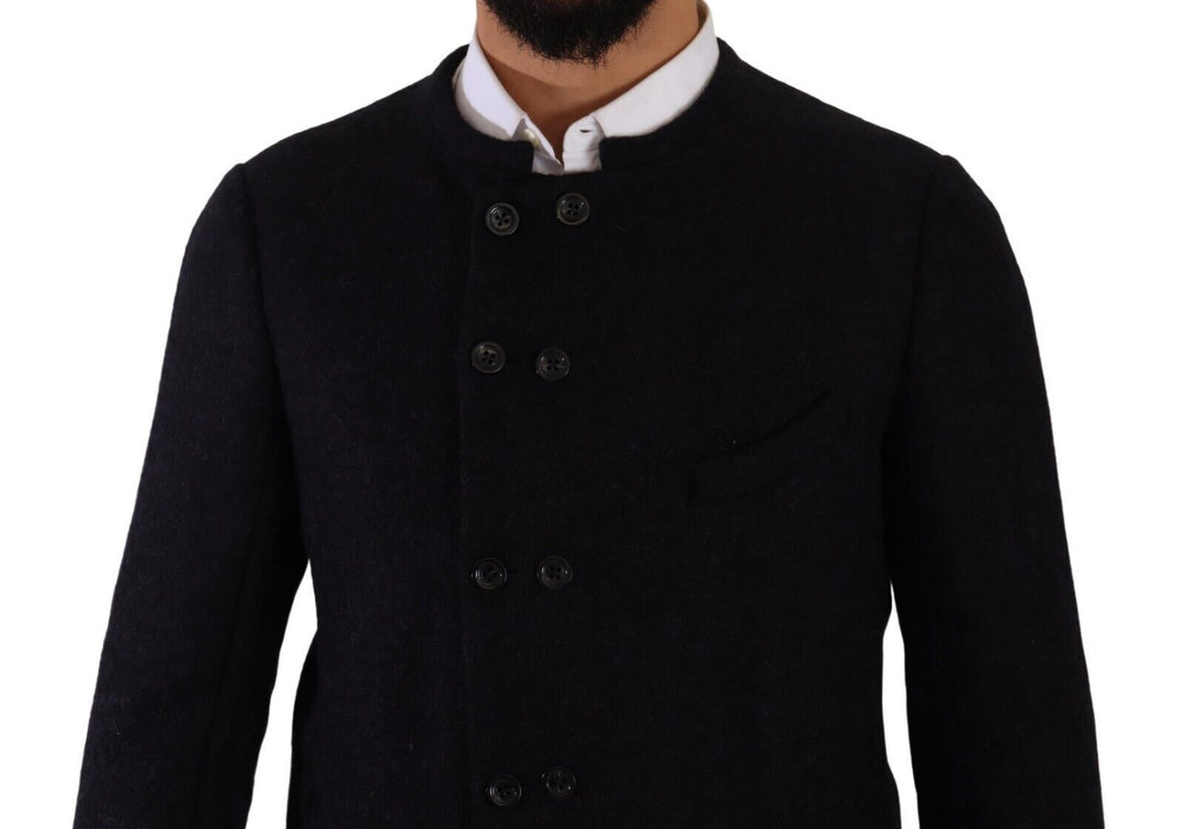 Men’s Dolce &amp; Gabbana Gray Alpaca Button Down Men Coat Jacket