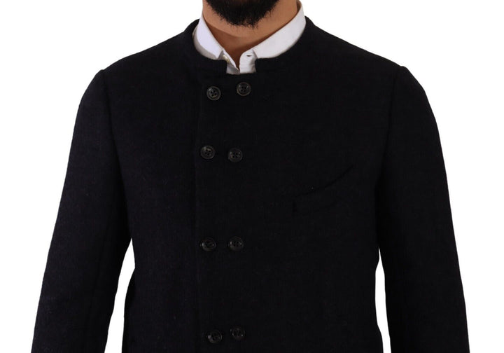 Men’s Dolce &amp; Gabbana Gray Alpaca Button Down Men Coat Jacket