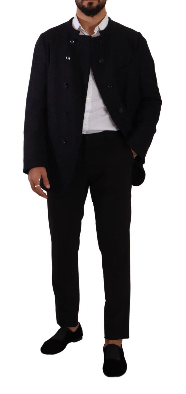 Men’s Dolce &amp; Gabbana Gray Alpaca Button Down Men Coat Jacket