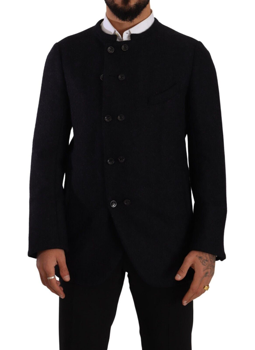 Men’s Dolce &amp; Gabbana Gray Alpaca Button Down Men Coat Jacket