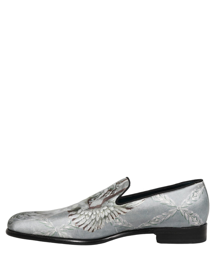 Men’s Dolce &amp; Gabbana Gray Baroque Angel Velvet Men Loafers Shoes