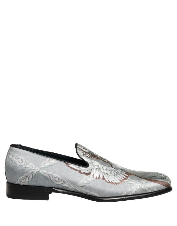 Men’s Dolce &amp; Gabbana Gray Baroque Angel Velvet Men Loafers Shoes