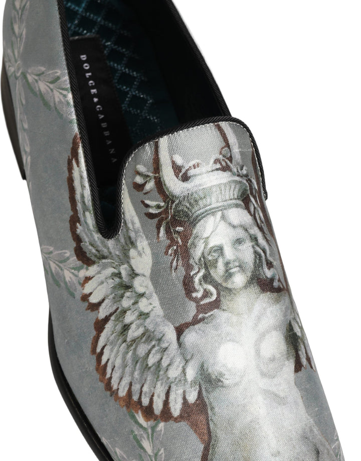 Men’s Dolce &amp; Gabbana Gray Baroque Angel Velvet Men Loafers Shoes