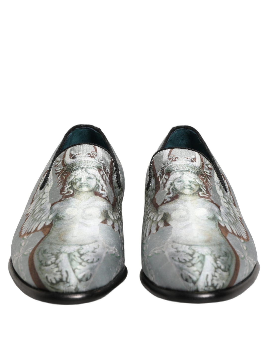 Men’s Dolce &amp; Gabbana Gray Baroque Angel Velvet Men Loafers Shoes