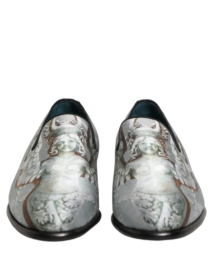 Men’s Dolce &amp; Gabbana Gray Baroque Angel Velvet Men Loafers Shoes