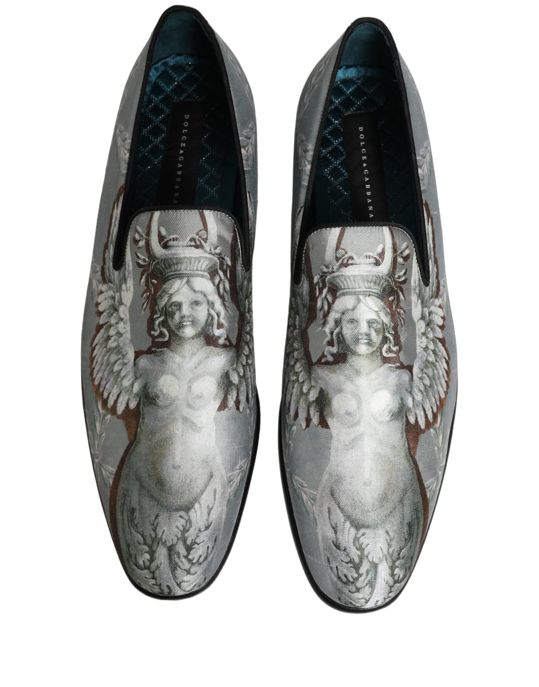Men’s Dolce &amp; Gabbana Gray Baroque Angel Velvet Men Loafers Shoes