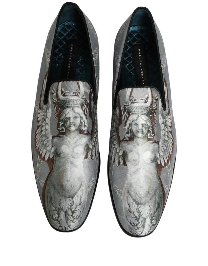 Men’s Dolce &amp; Gabbana Gray Baroque Angel Velvet Men Loafers Shoes