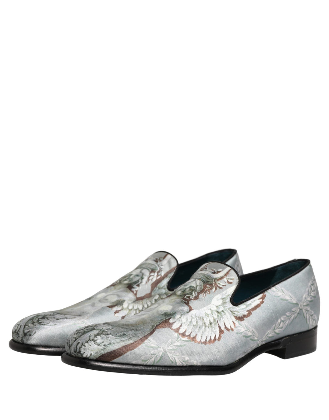 Men’s Dolce &amp; Gabbana Gray Baroque Angel Velvet Men Loafers Shoes