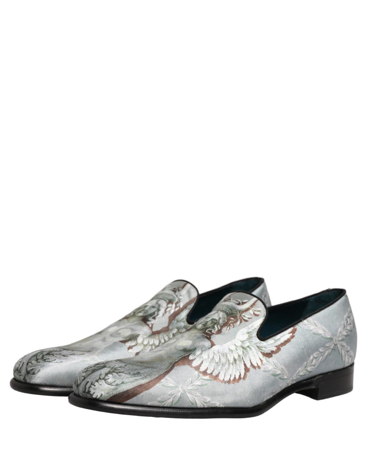 Men’s Dolce &amp; Gabbana Gray Baroque Angel Velvet Men Loafers Shoes