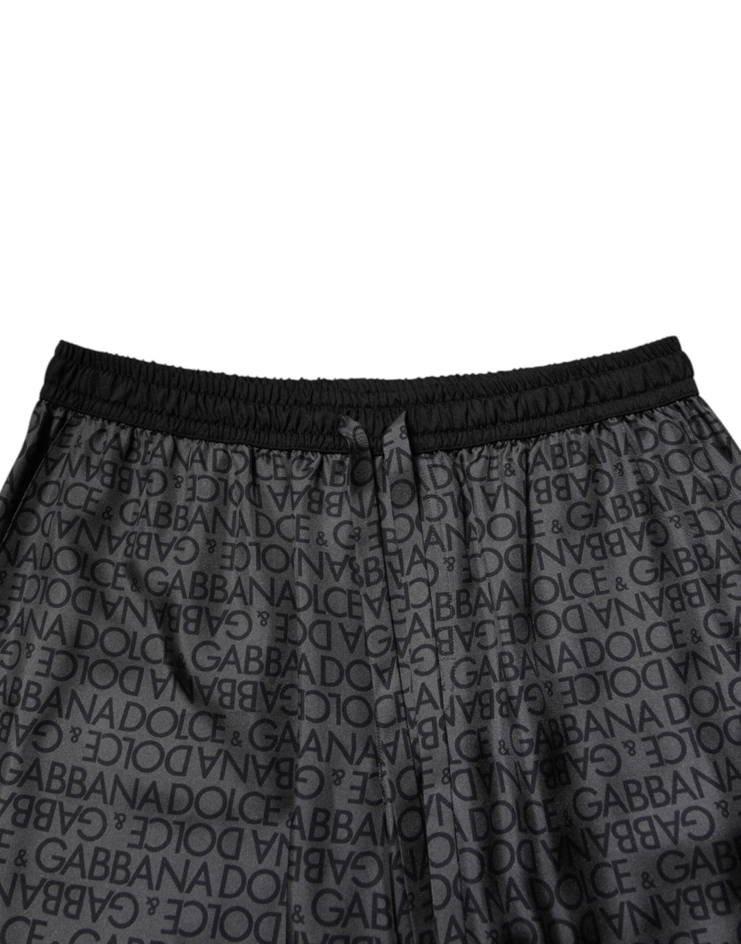 Men’s Dolce &amp; Gabbana Gray Black Silk Dg Logo Men Bermuda Shorts