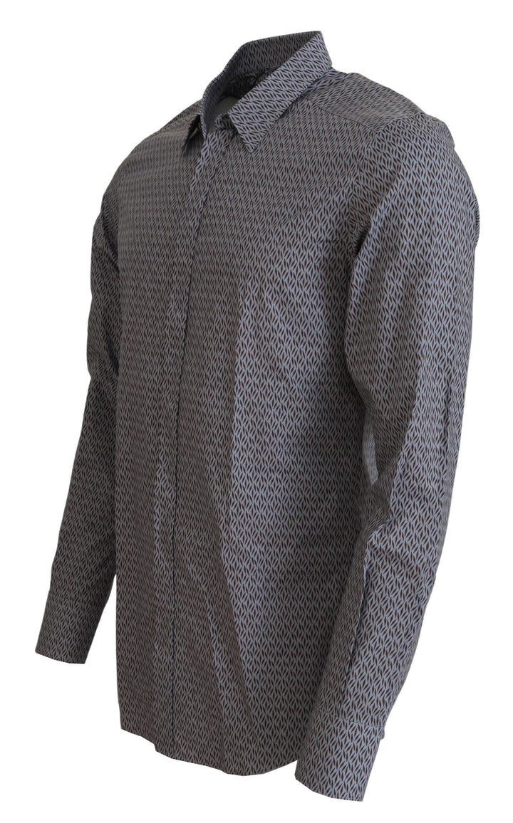 Men’s Dolce &amp; Gabbana Gray Brown Gold Slim Fit Dress Formal Shirt