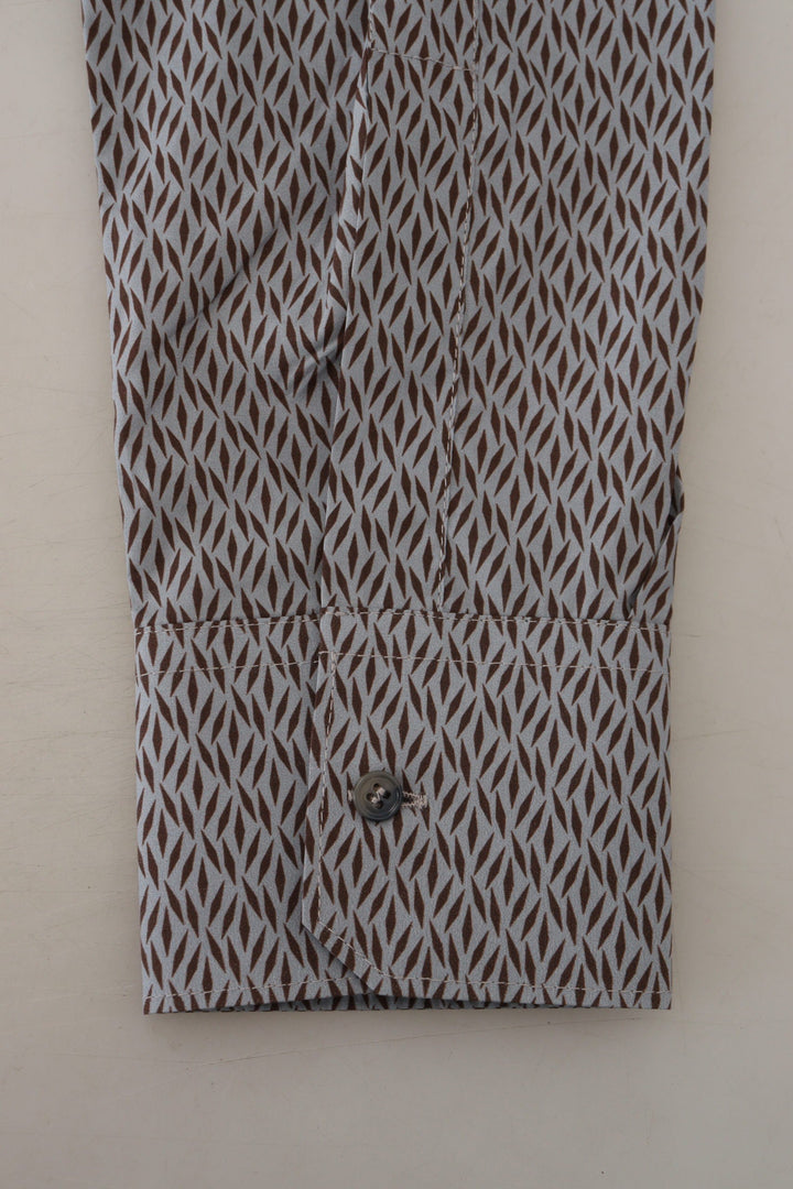 Men’s Dolce &amp; Gabbana Gray Brown Gold Slim Fit Dress Formal Shirt