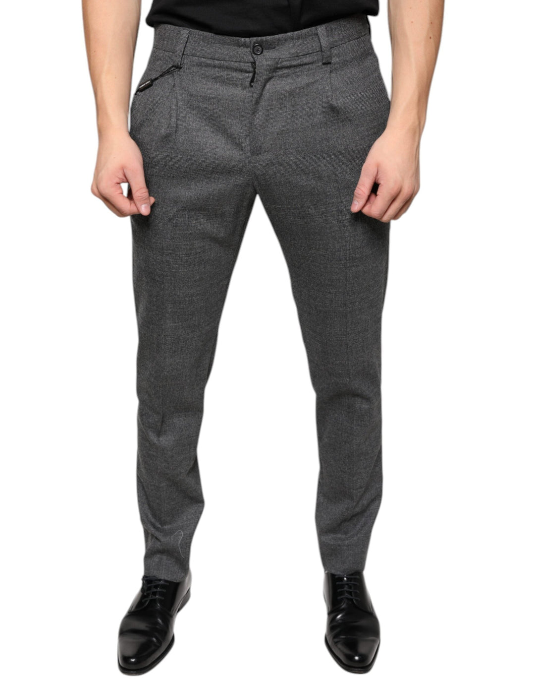 Men’s Dolce & Gabbana Gray Check Tartan Wool Skinny Pants