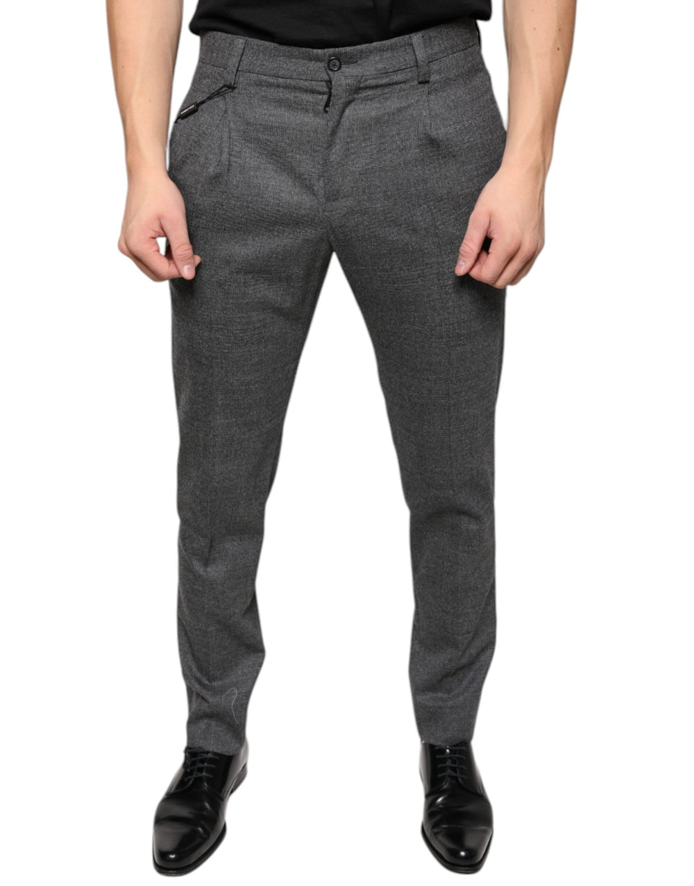 Men’s Dolce & Gabbana Gray Check Tartan Wool Skinny Pants