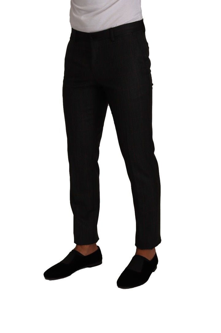 Men’s Dolce &amp; Gabbana Gray Check Wool Formal Trouser Dress Pants