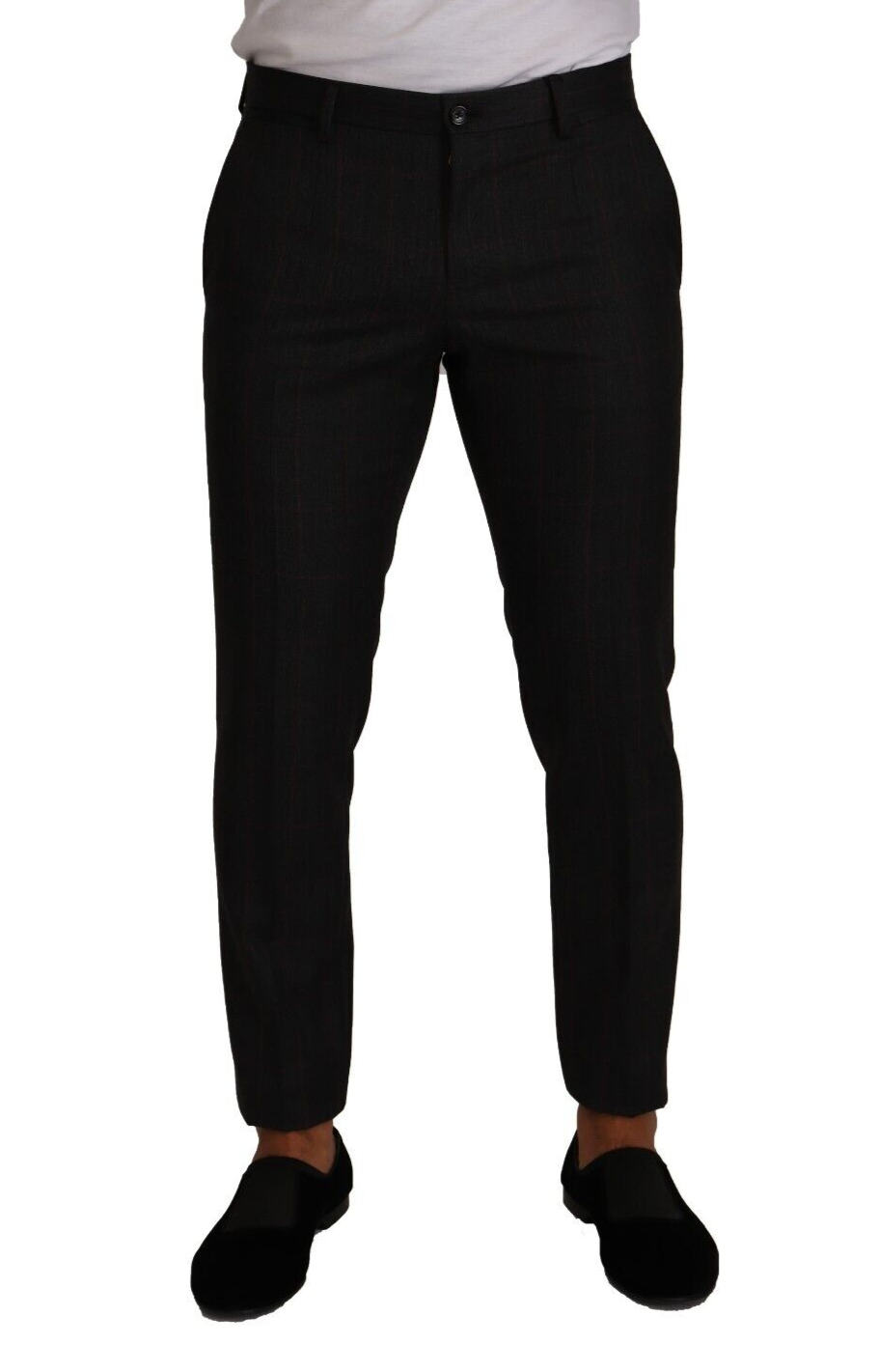 Men’s Dolce &amp; Gabbana Gray Check Wool Formal Trouser Dress Pants