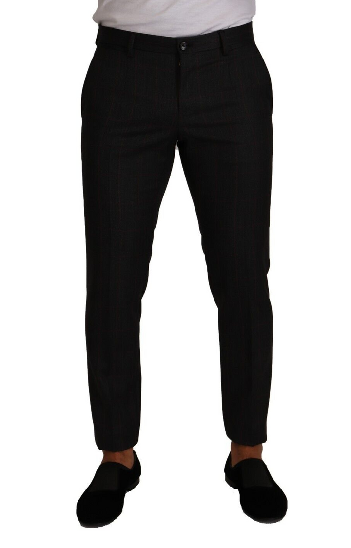 Men’s Dolce &amp; Gabbana Gray Check Wool Formal Trouser Dress Pants