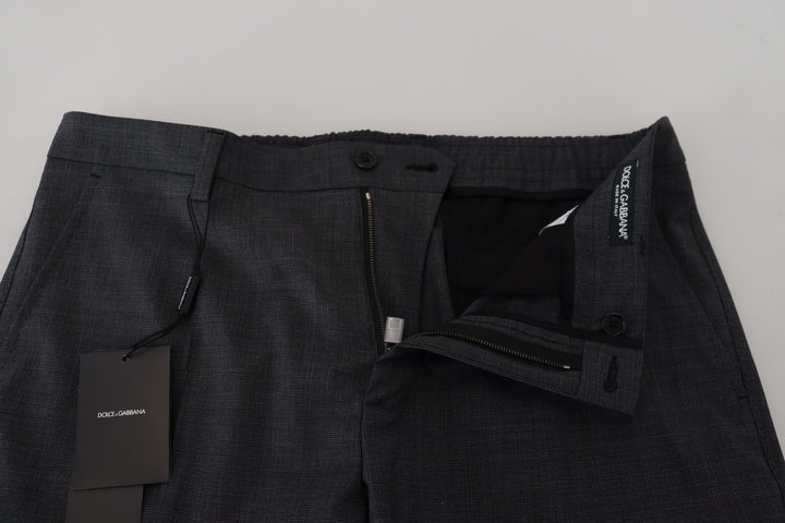 Men’s Dolce &amp; Gabbana Gray Checked Cargo Trousers Stretch Pants