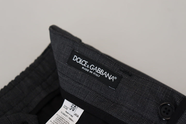 Men’s Dolce &amp; Gabbana Gray Checked Cargo Trousers Stretch Pants