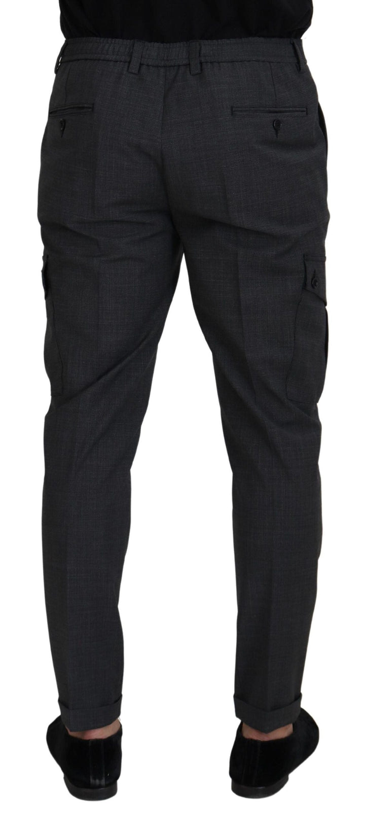 Men’s Dolce &amp; Gabbana Gray Checked Cargo Trousers Stretch Pants