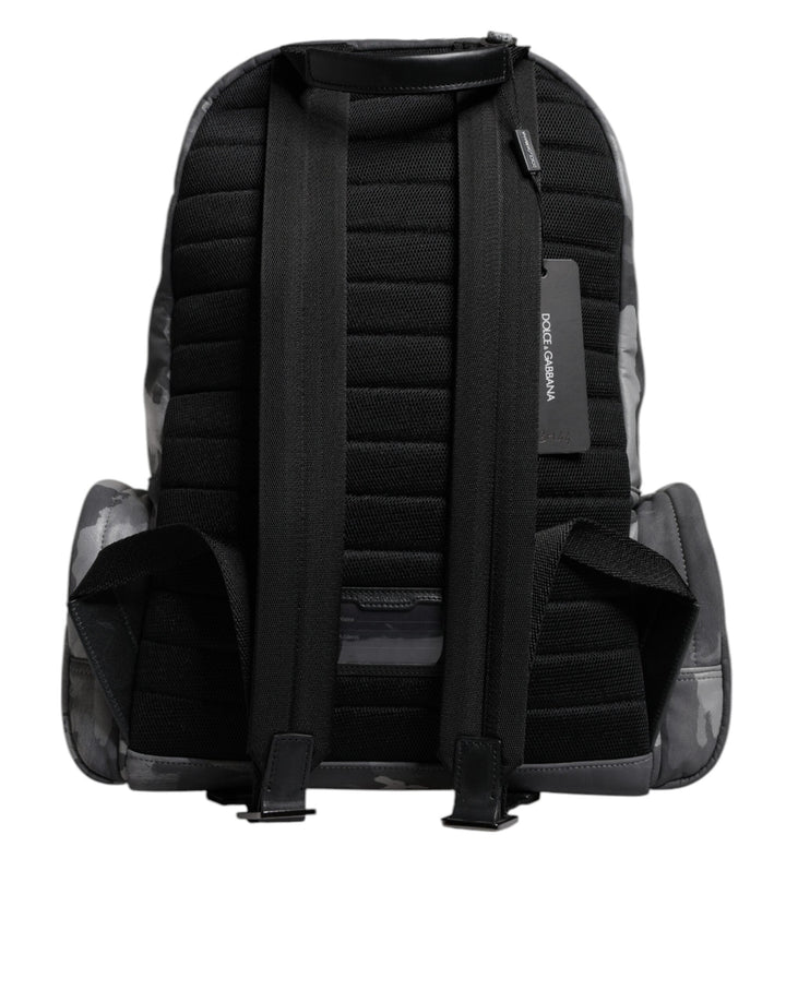 Men’s Dolce &amp; Gabbana Gray Cotton Camouflage Logo Plaque Backpack Bag
