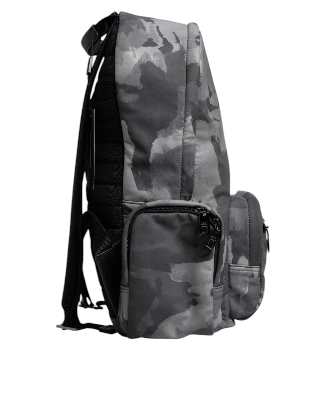 Men’s Dolce &amp; Gabbana Gray Cotton Camouflage Logo Plaque Backpack Bag