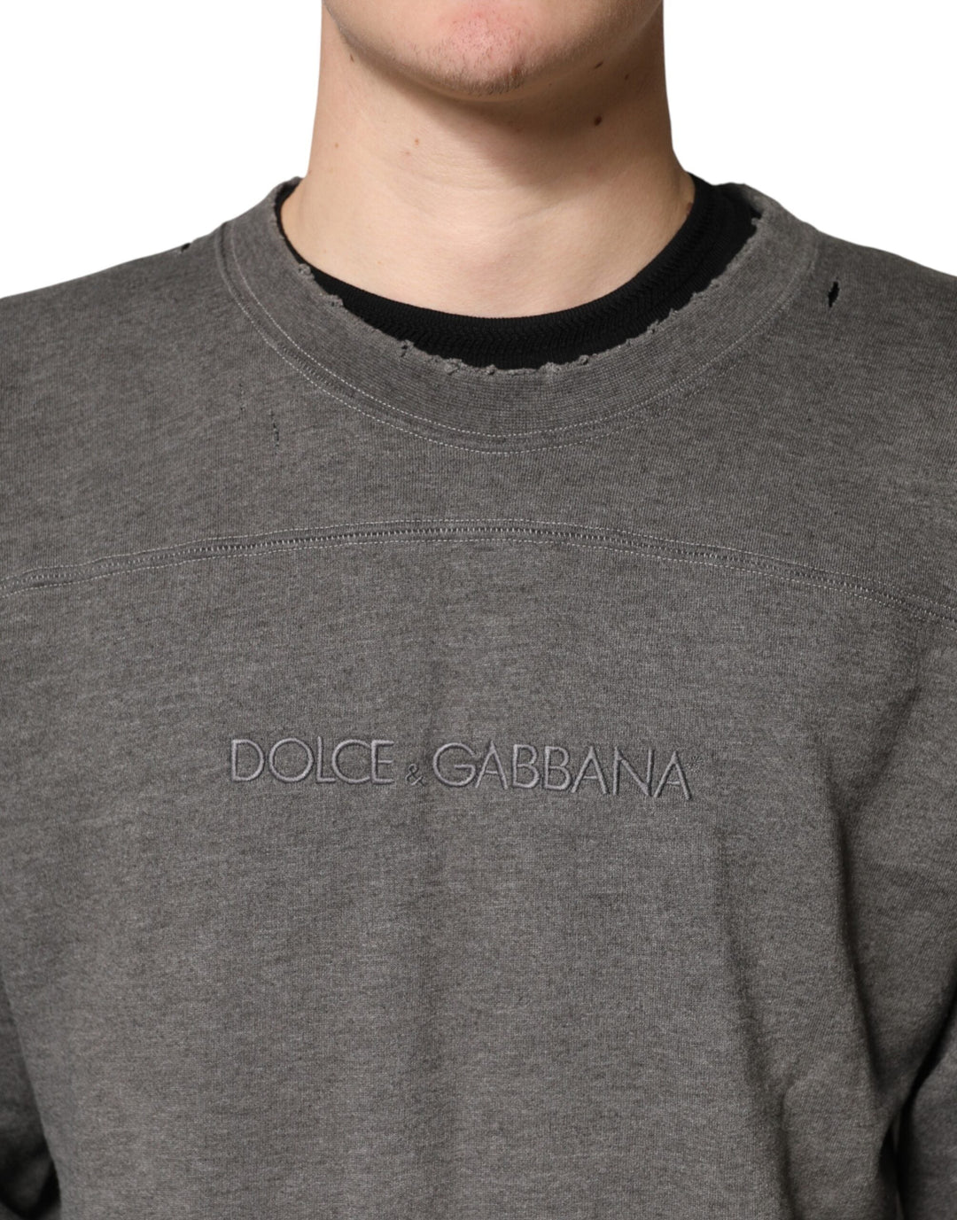 Men’s Dolce &amp; Gabbana Gray Cotton Crew Neck Men Sweatshirt Sweater