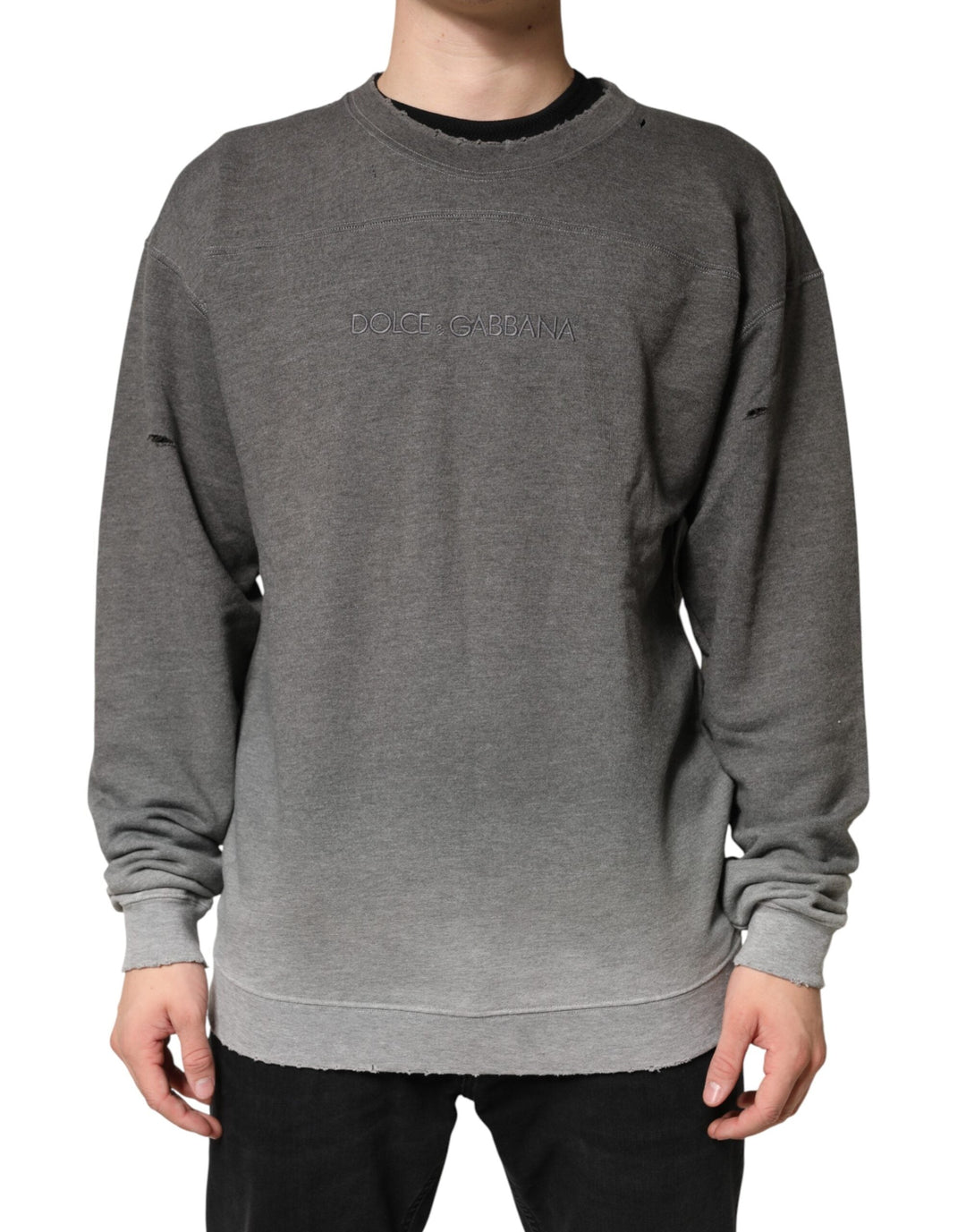 Men’s Dolce &amp; Gabbana Gray Cotton Crew Neck Men Sweatshirt Sweater