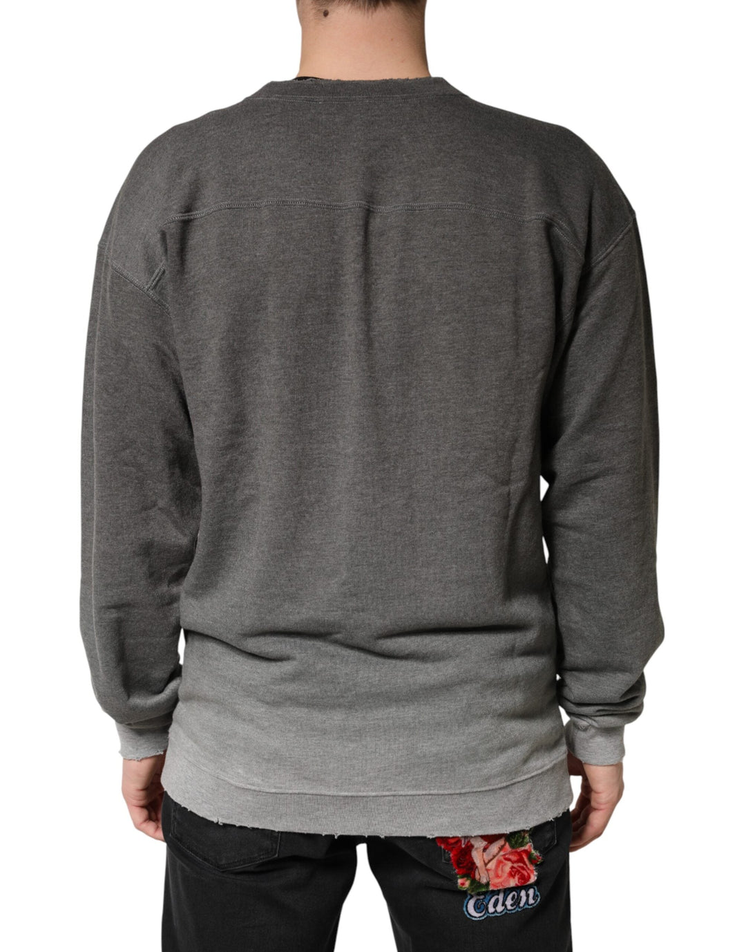 Men’s Dolce &amp; Gabbana Gray Cotton Crew Neck Men Sweatshirt Sweater