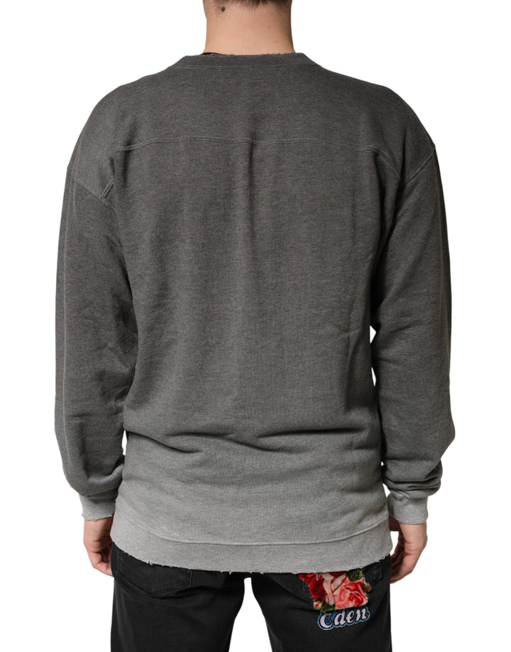 Men’s Dolce &amp; Gabbana Gray Cotton Crew Neck Men Sweatshirt Sweater