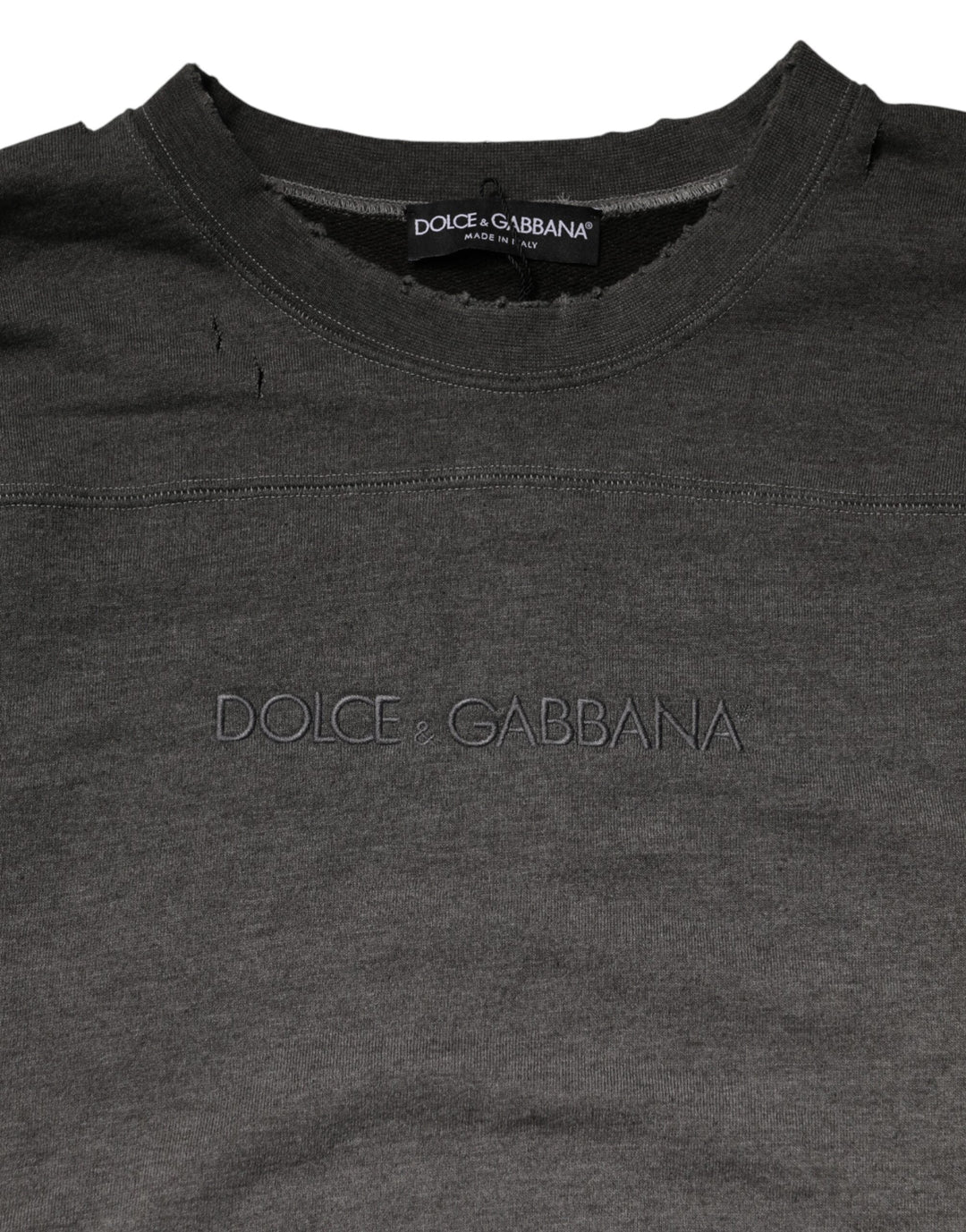 Men’s Dolce &amp; Gabbana Gray Cotton Crew Neck Men Sweatshirt Sweater