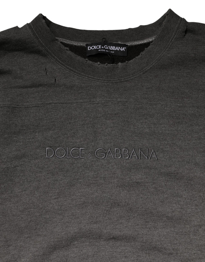 Men’s Dolce &amp; Gabbana Gray Cotton Crew Neck Men Sweatshirt Sweater