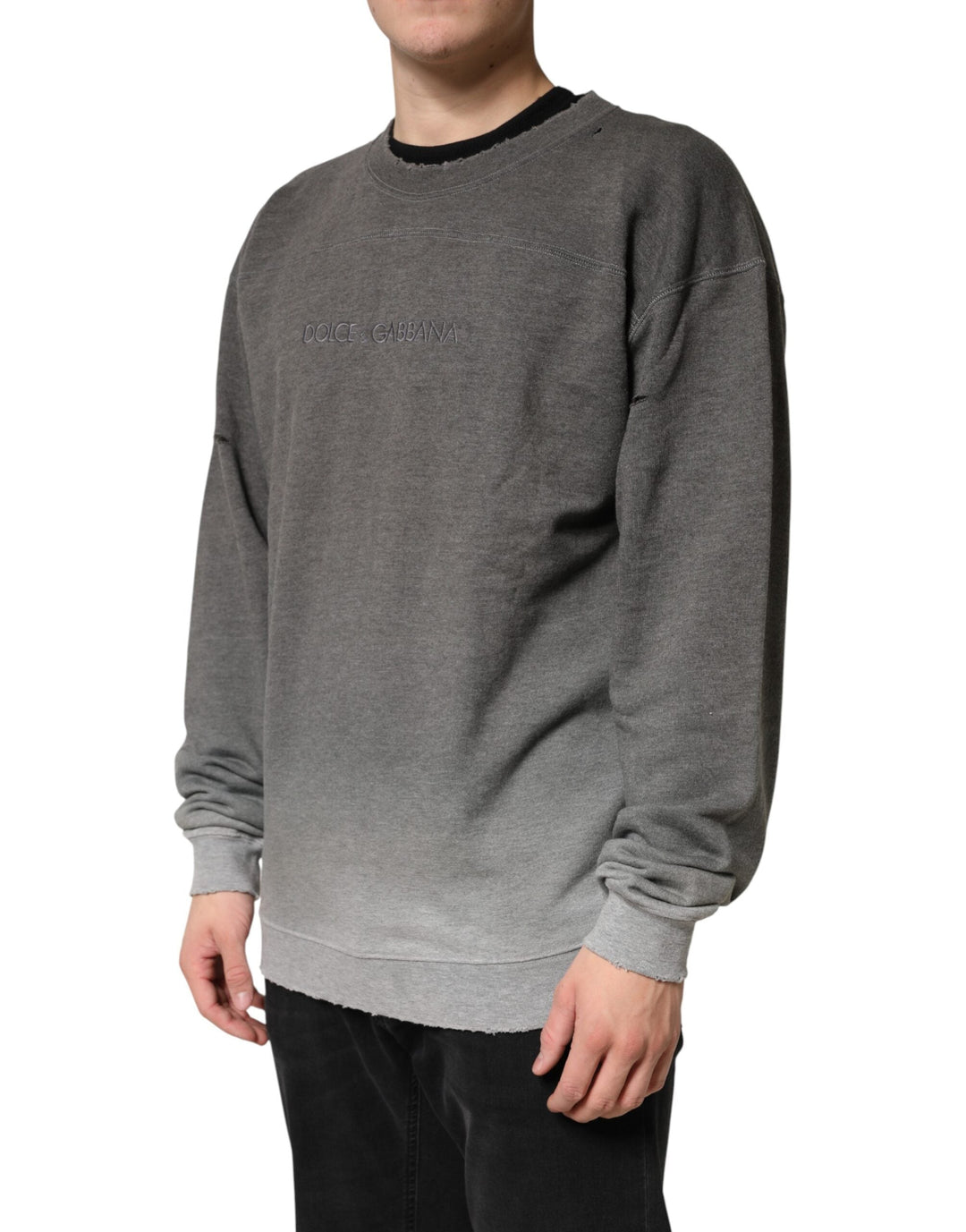 Men’s Dolce &amp; Gabbana Gray Cotton Crew Neck Men Sweatshirt Sweater