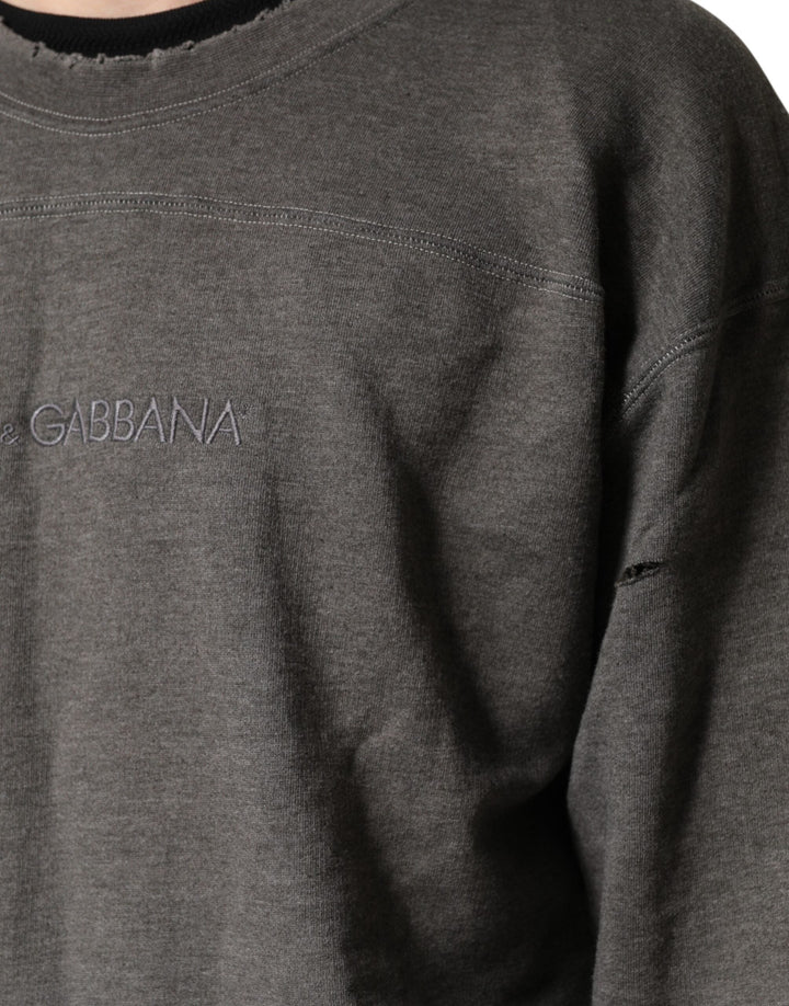 Men’s Dolce &amp; Gabbana Gray Cotton Crew Neck Men Sweatshirt Sweater
