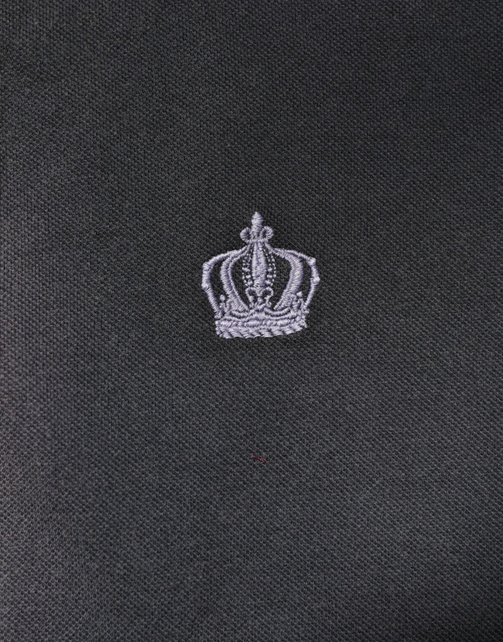 Dolce &amp; Gabbana Gray Cotton Crown Collared Men Polo T-shirt
