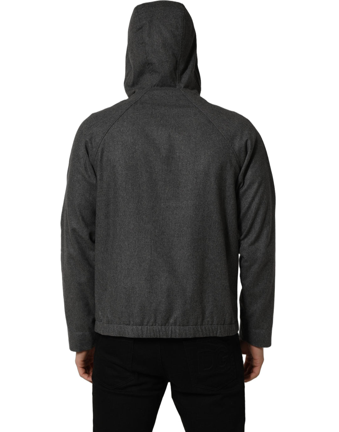 Men’s Dolce &amp; Gabbana Gray Cotton Men Hooded Full Zip Bomber Jacket