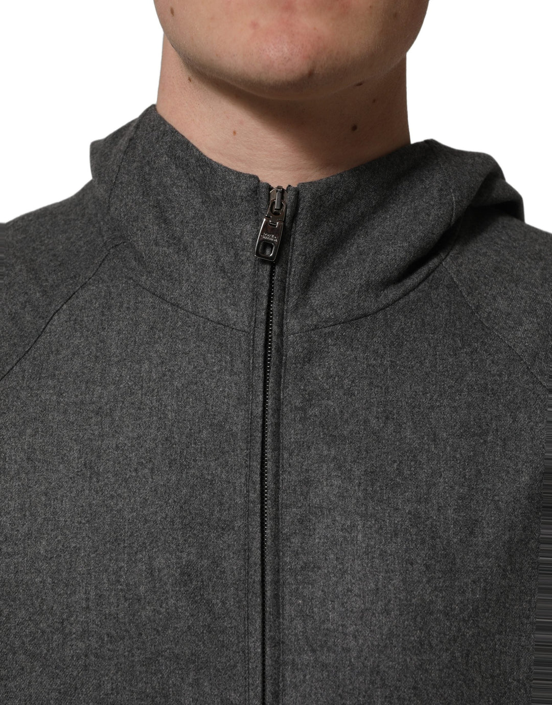 Men’s Dolce &amp; Gabbana Gray Cotton Men Hooded Full Zip Bomber Jacket