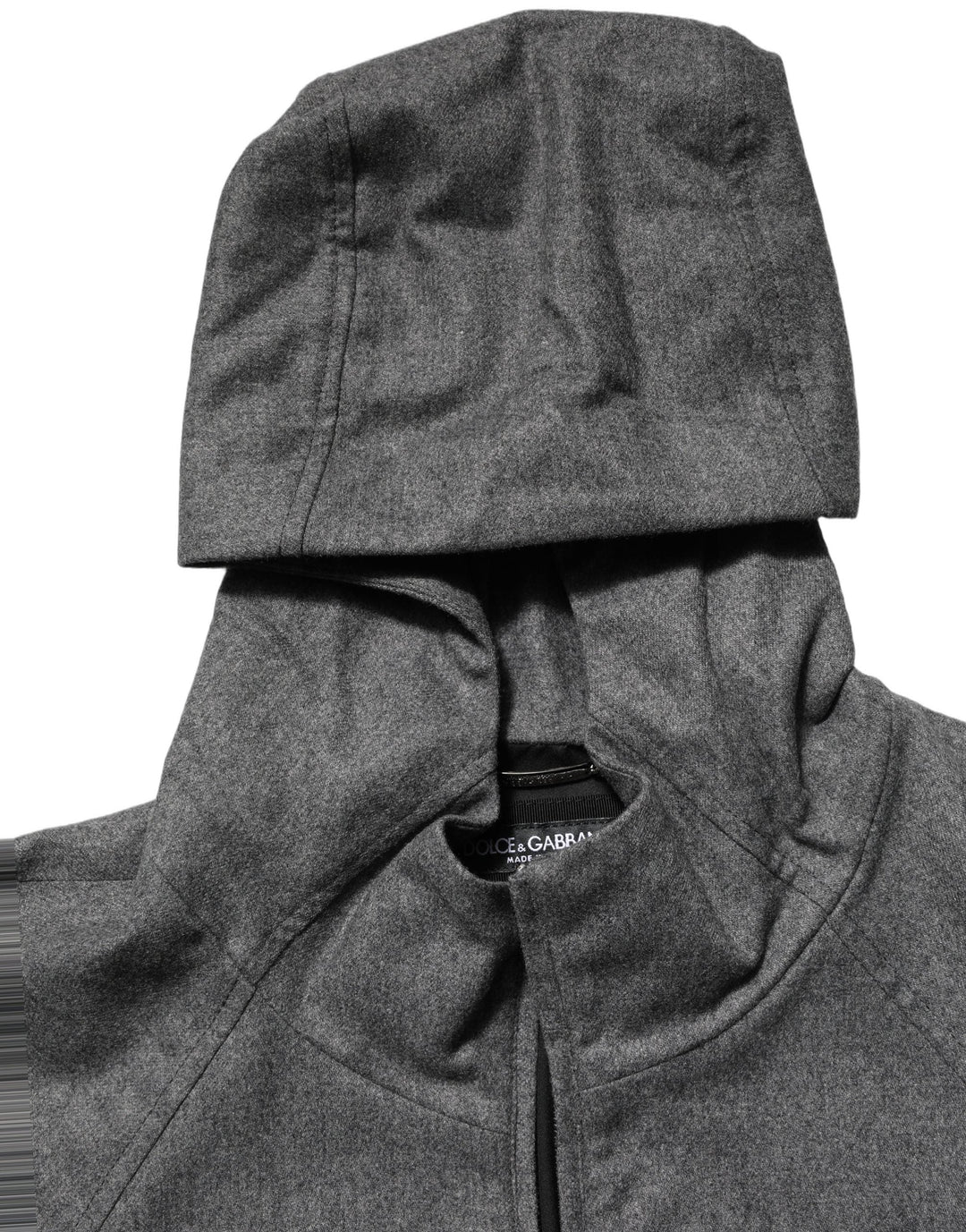 Men’s Dolce &amp; Gabbana Gray Cotton Men Hooded Full Zip Bomber Jacket
