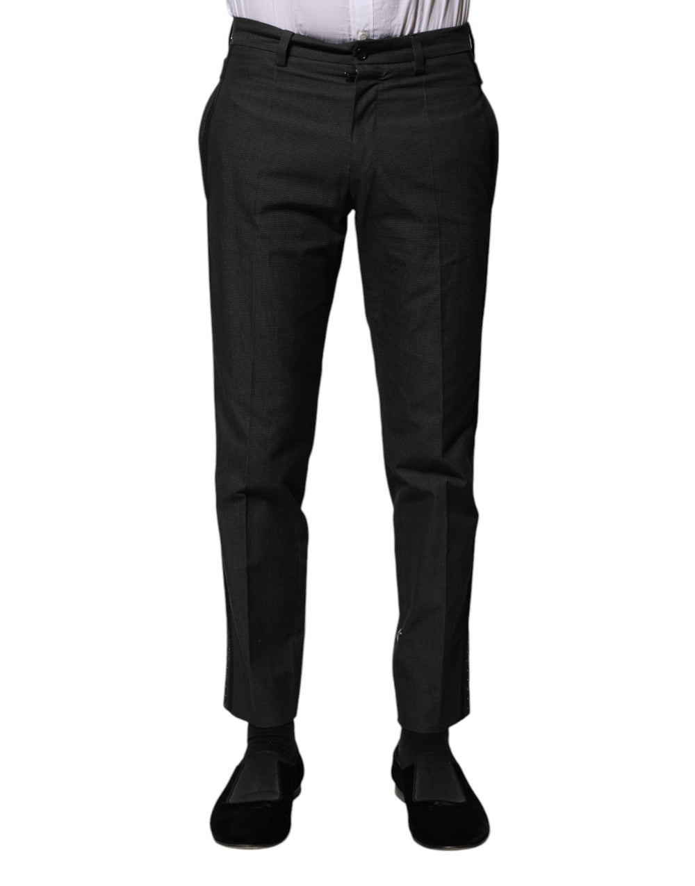 Men’s Dolce & Gabbana Gray Cotton Patterned Formal Pants