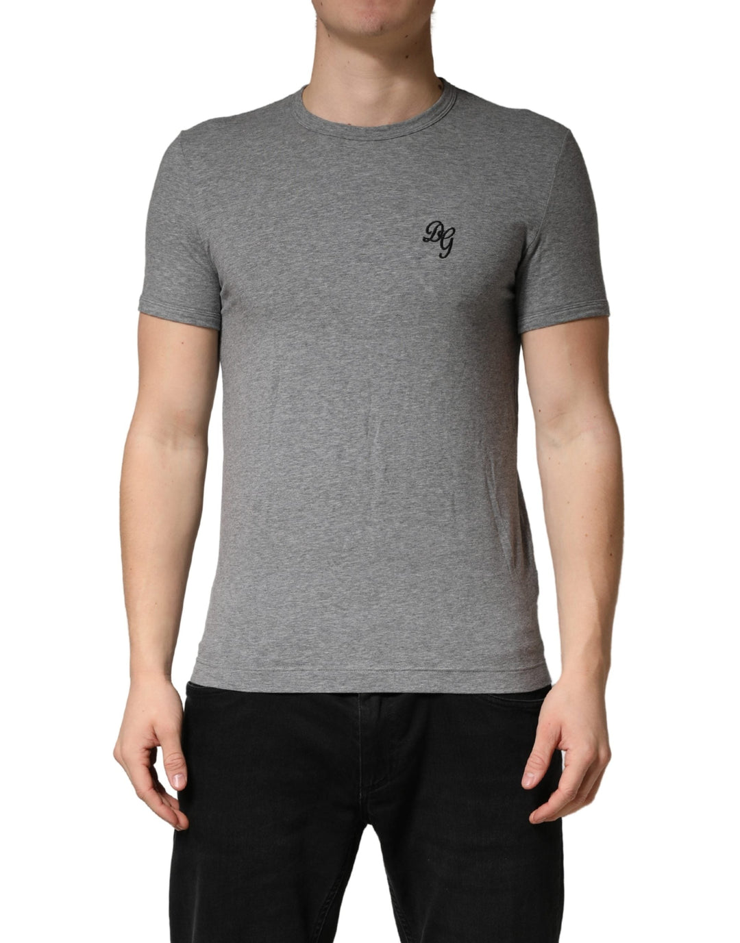 Dolce & Gabbana Gray Dg Logo Crew Neck Men Underwear T-shirt