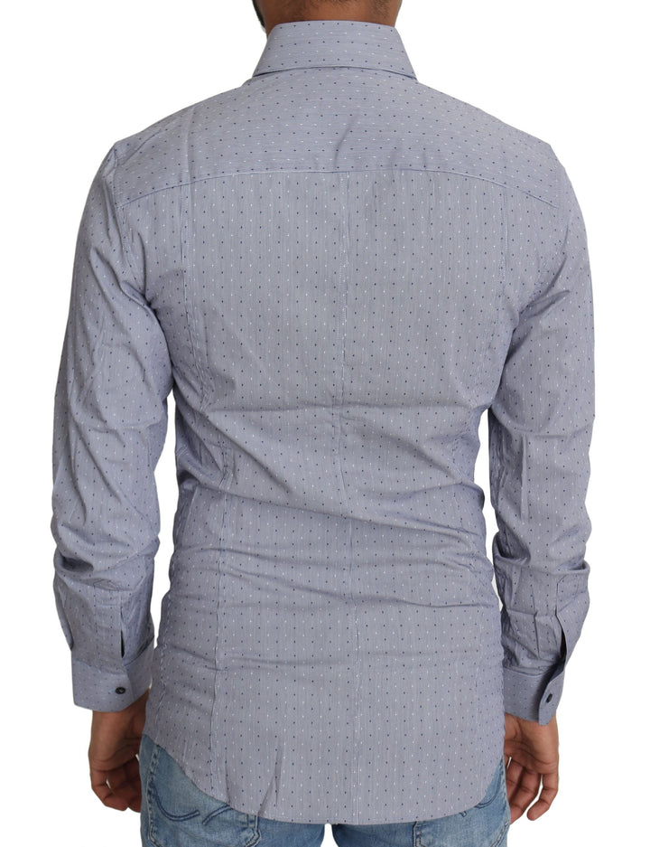 Dolce &amp; Gabbana Gray Dotted Semi Fitted Formal SICILIA Shirt